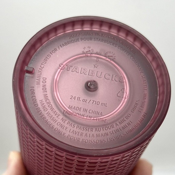 Starbucks Venti Dusty Rose Pink‎ Shimmer Grid Tumbler 24oz Cold Cup 2022 Berry - Picture 6 of 10